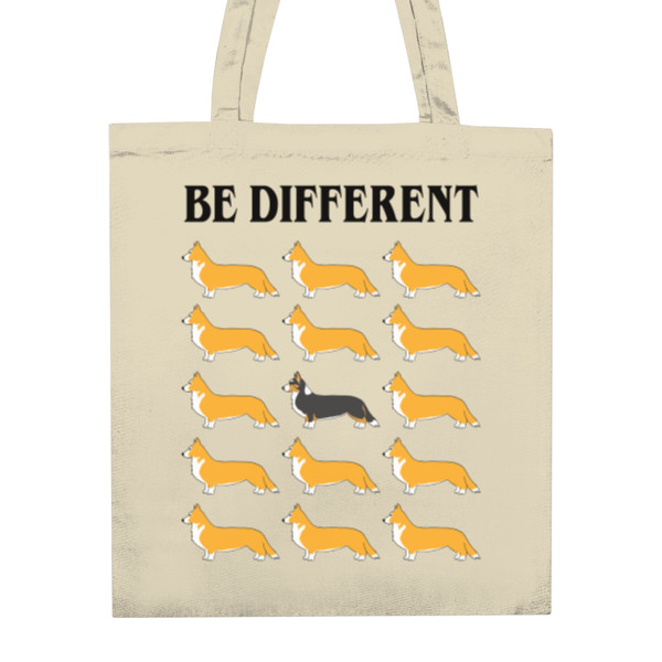 Taška z bio bavlny s potiskem Corgi tricolóra - Be different 