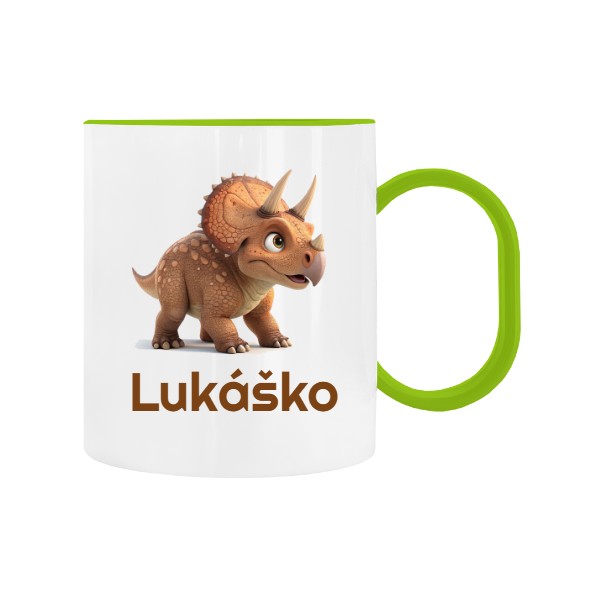 Dětský hrnek plastový  s potiskem Dinosaurus s jménem do školky